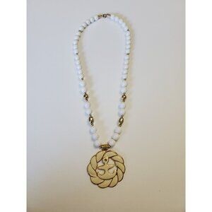 Vintage Nautical Anchor 23" White Beaded Necklace